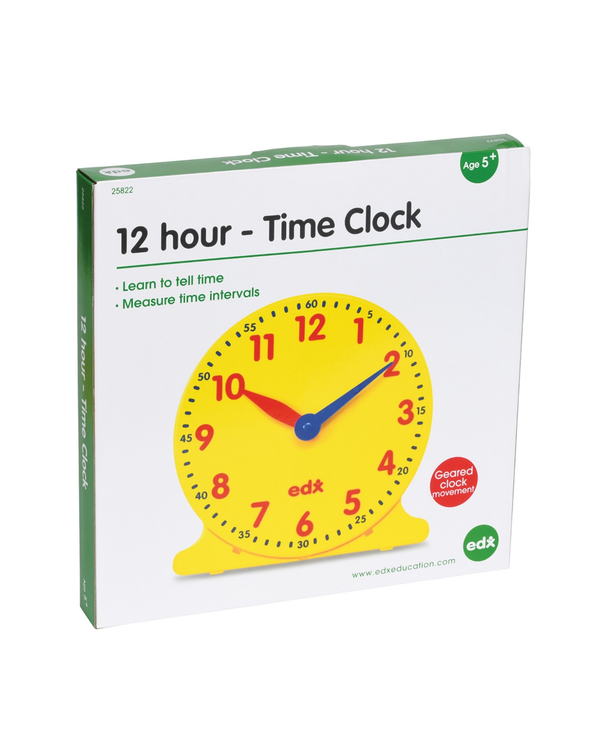 Learning Advantage Geared 12-hour Time Clock, Demonstration Size In Yellow