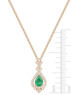 Emerald (5/8 ct. t.w.) & Diamond (1/5 ct. t.w.) Pear Halo 18" Pendant Necklace in 14k Gold (Also in Ruby & Sapphire)