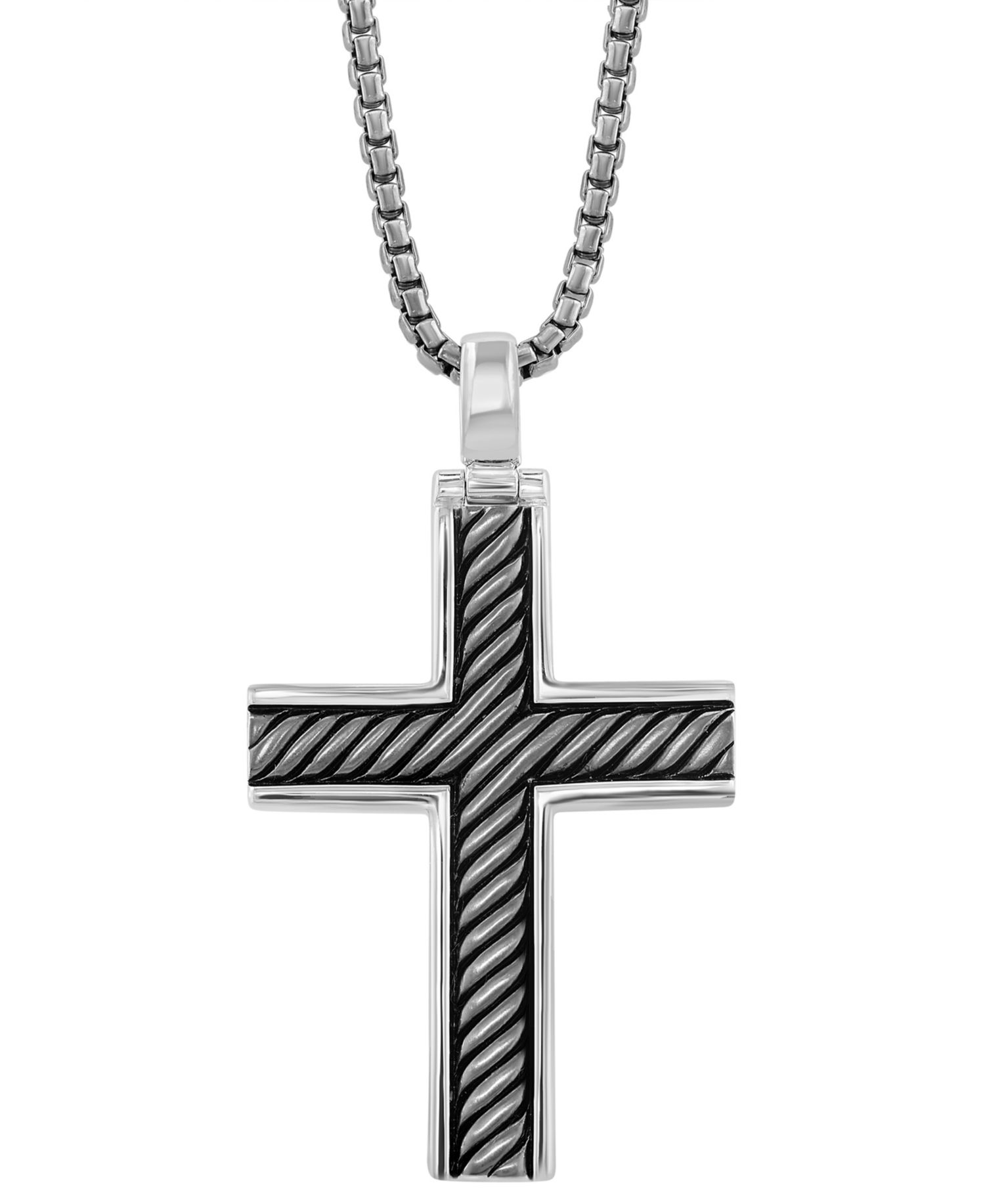 EFFY® Men's Black Rhodium Cross 22" Pendant Necklace in Sterling Silver