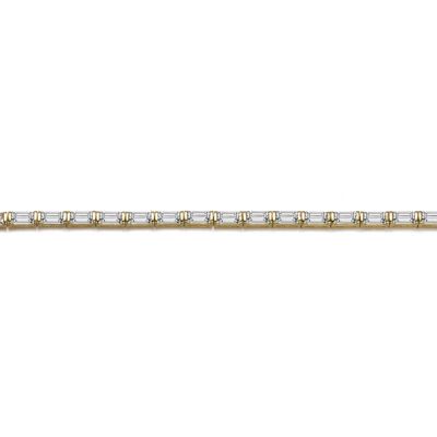 Sterling Silver 14K Gold Plated Baguette Cubic Zirconia Tennis Bracelet