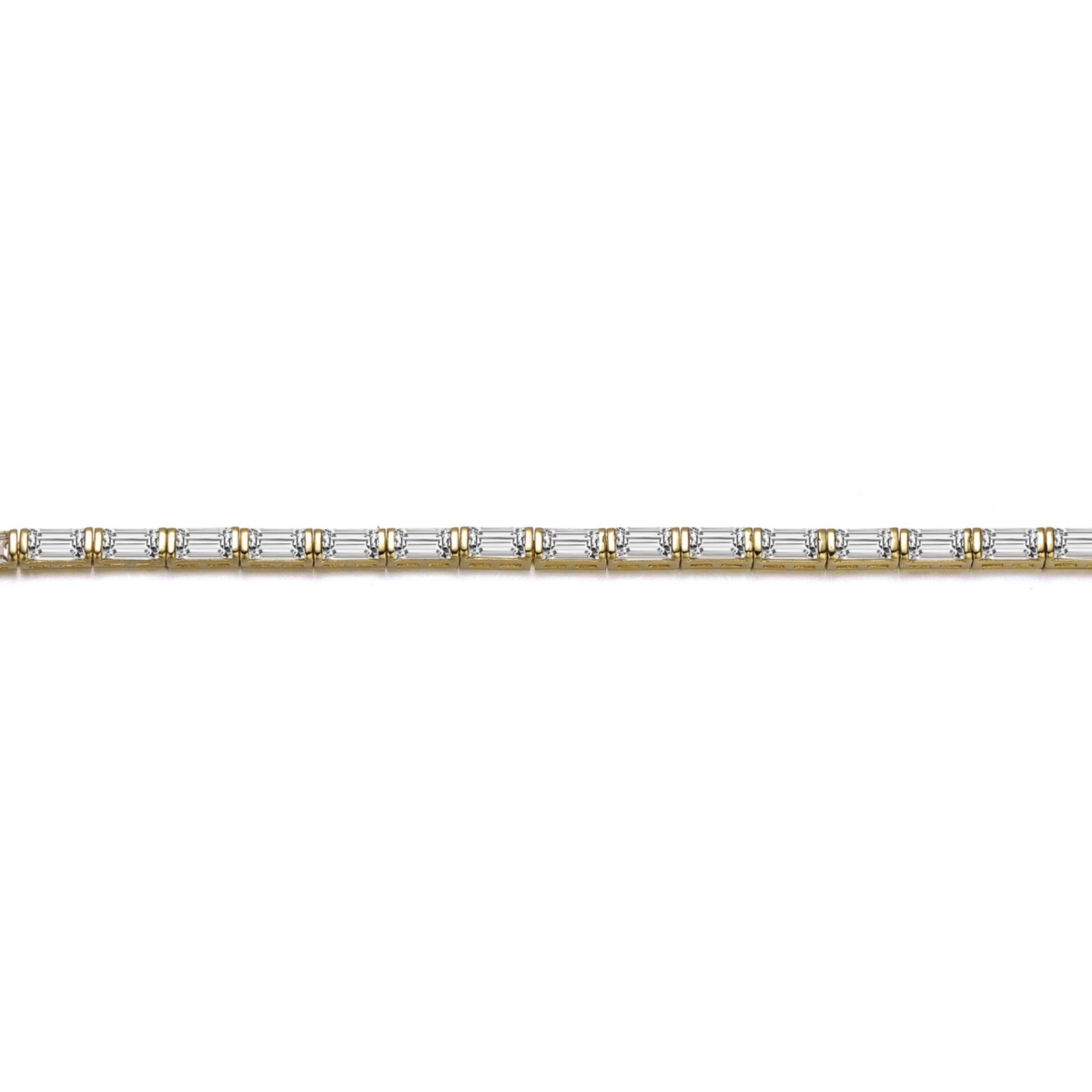 Genevive Sterling Silver 14kBaguette Cubic Zirconia Tennis Bracelet - Gold
