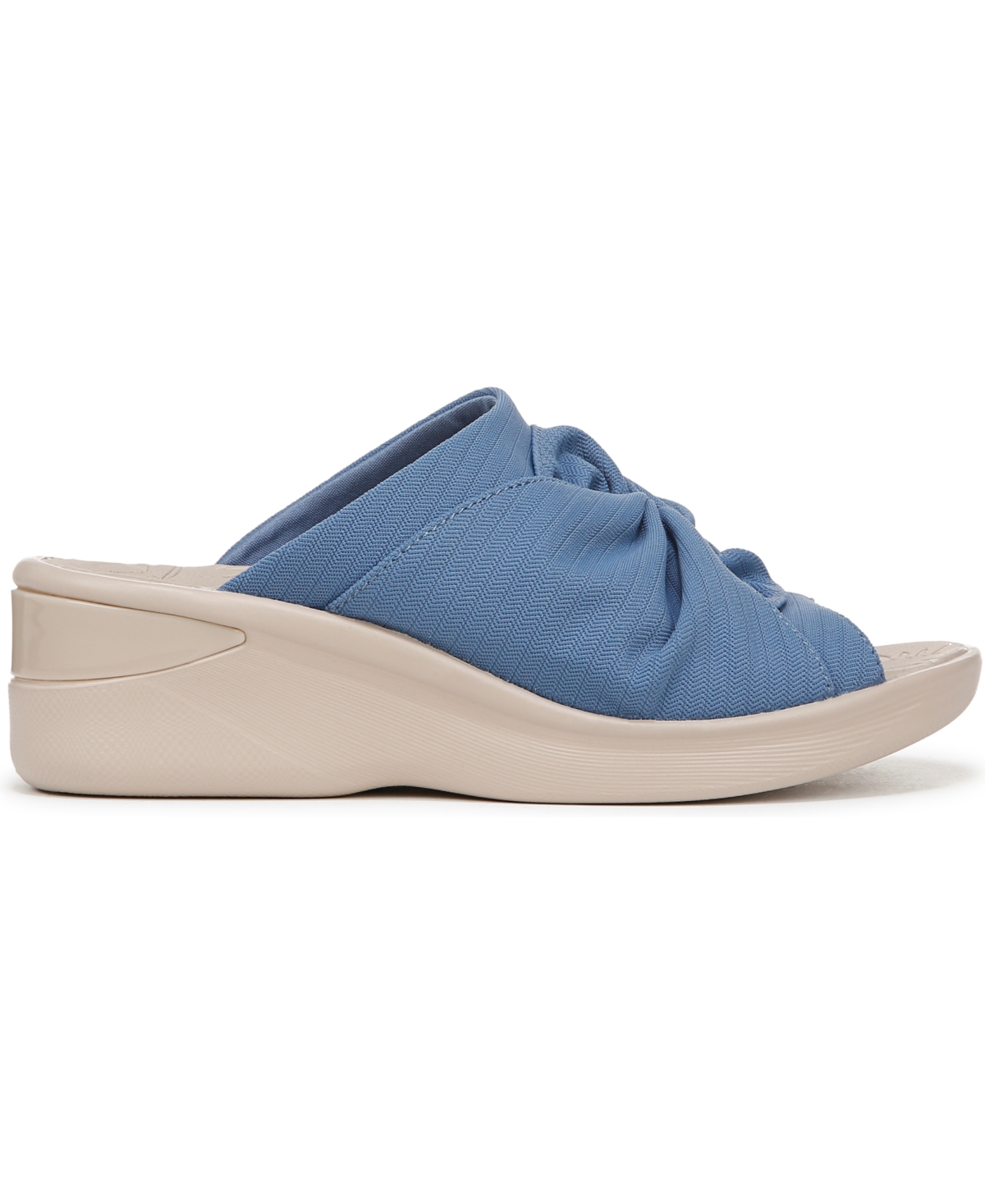 Bzees Women's Smile 3 Washable Slide Wedge Sandals In Elemental Blue Stretch Fabric