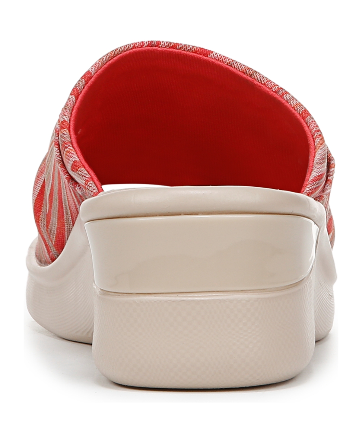 Bzees Women's Smile 3 Washable Slide Wedge Sandals In Coral Stripe Stretch Fabric
