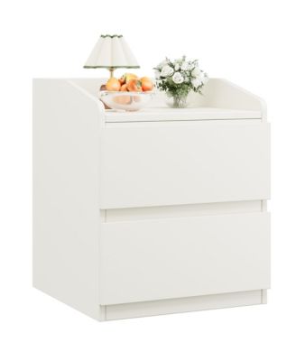 Nightstand with 2 Drawer Modern Side Table with Storage Wide End Table