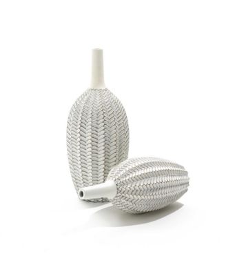 Modern Geometric Pattern Polyresin 23.5-Inch Tall Trumpet Vase