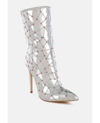 Womens Echostage Rhinestones Embellished Metallic Boots
