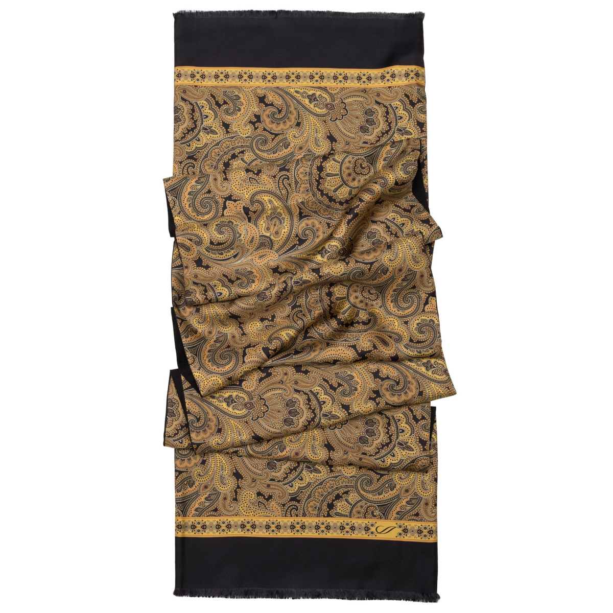 Elizabetta Men's Sorrento - Wool Backed Silk Scarf for Men - Gold and black