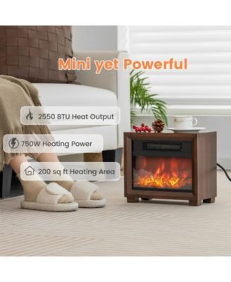 Mini Wooden Space Tabletop Fireplace with Realistic Flame Effect