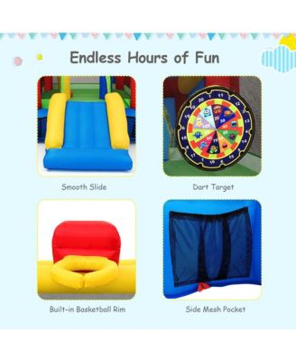 Inflatable Bounce House Kids Slide Jumping Castle with Ball Pit and Dart Board