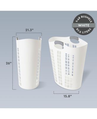 Easy Carry Flex 87 L Plastic Laundry Hamper, White (2 Pack)