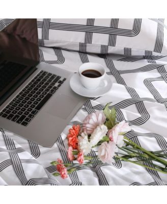 Mainline Microfiber Black & White 2 Piece Comforter Set-Twin