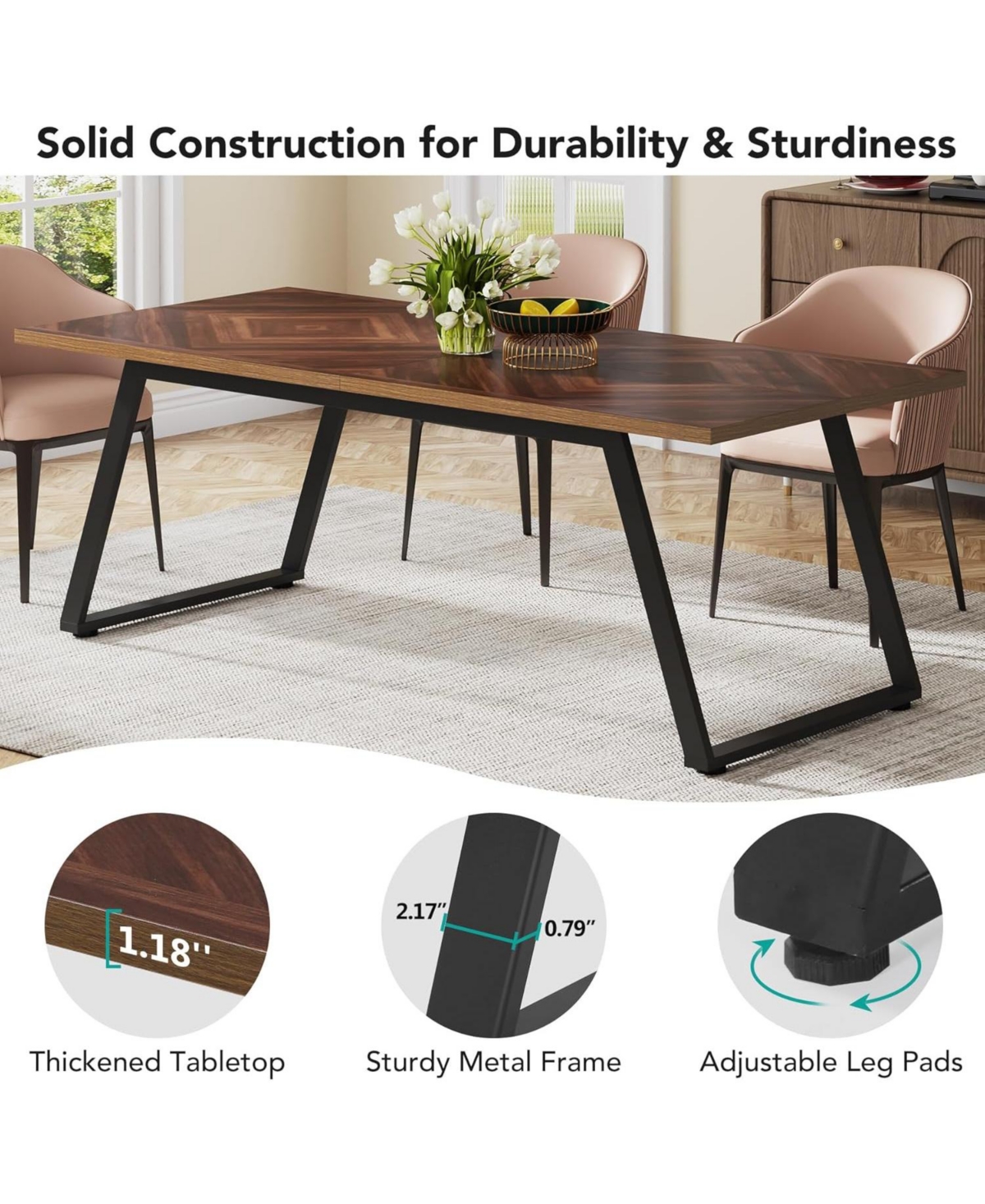 Tribesigns 63 Inch Executive Office Desk, Computer Desk with Thickened Frame, Modern Simple Study Writing Table Workstation Desk for Home Office