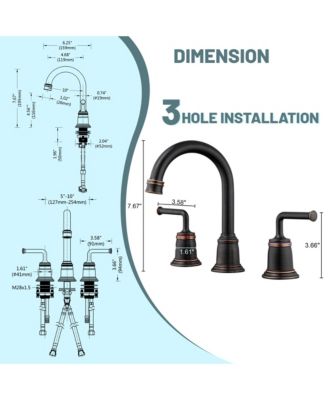 8 Inch Widespread 2-Handle Bathroom Sink Faucet with Drain Assembly