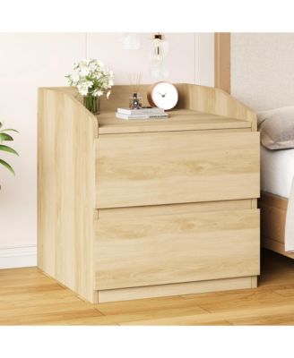 Nightstand with 2 Drawer Modern Side Table with Storage Wide End Table
