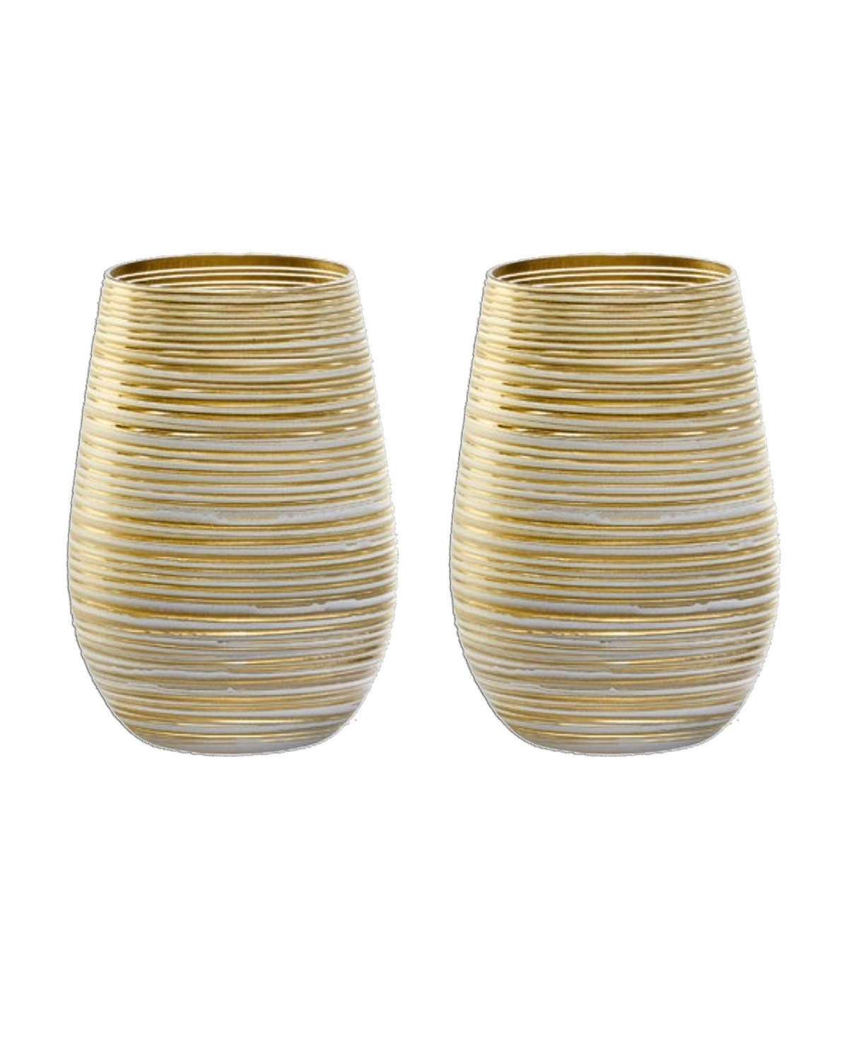 Stolzle Lausitz Olympia Twister Tumblers, Set Of 2 In White With Gold