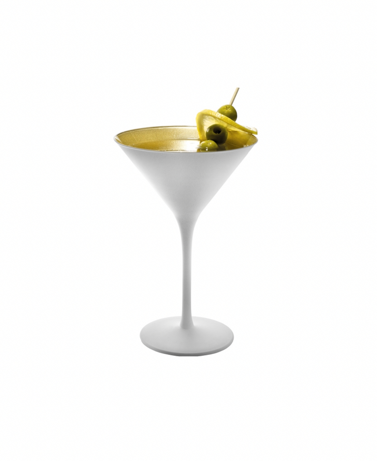 Stolzle Lausitz Olympia Martini Glasses, Set Of 2 In White With Gold