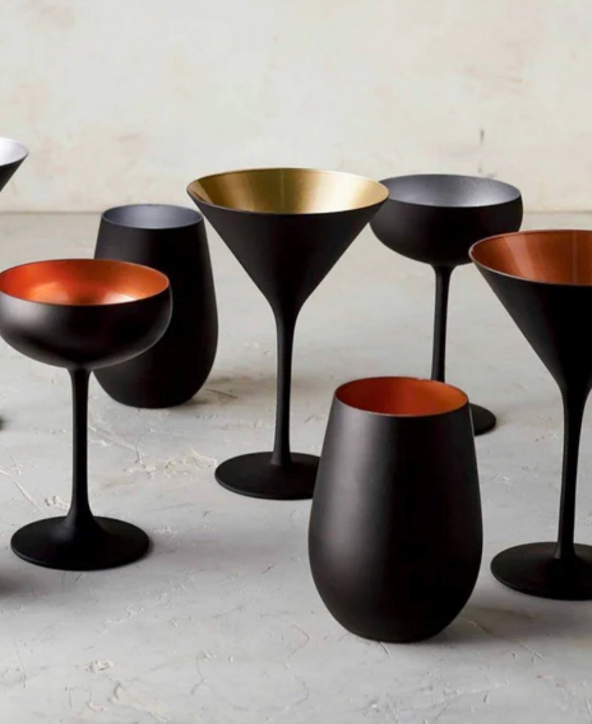 Stolzle Lausitz Olympia Martini Glasses, Set Of 2 In Black With Bronze