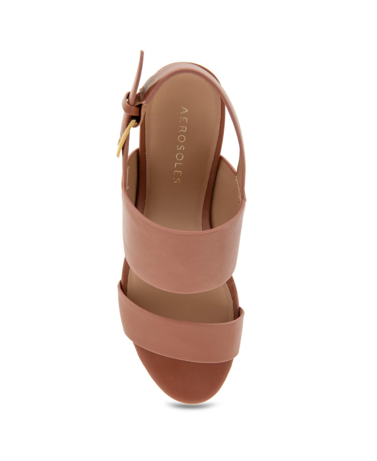 Aerosoles Women's Camilia Pump Heel Sandals - Cognac Smooth Faux Leather - Polyurethan