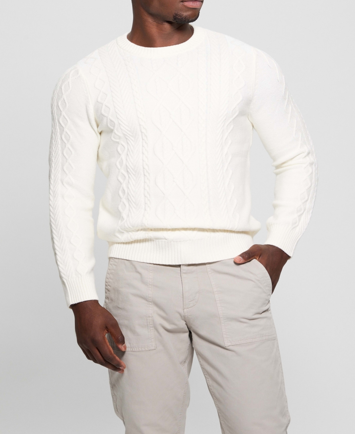 Guess Men's Celtic Cable Noah Sweater In White