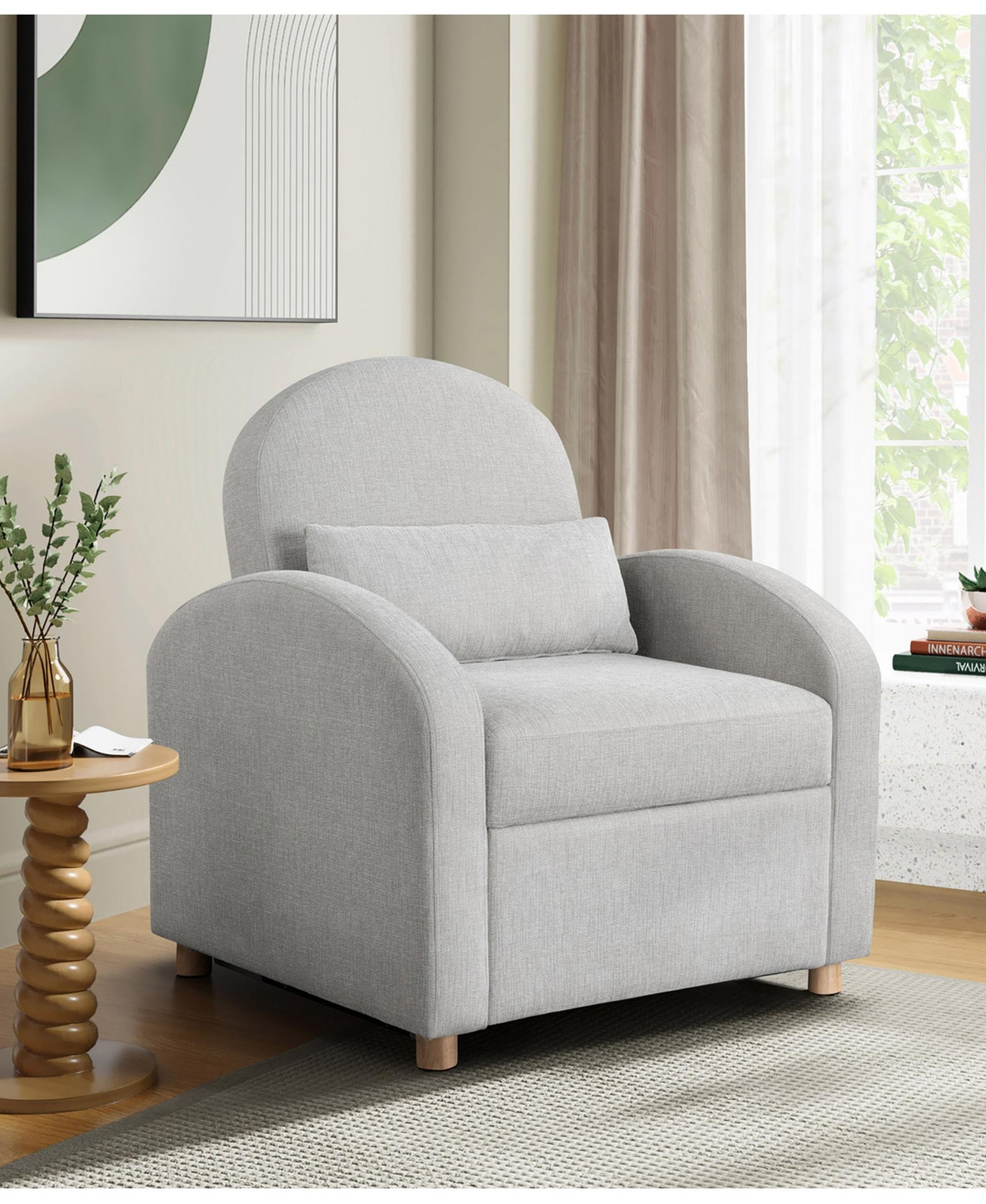 Serta 35.2" Polyester Toluca Convertible Chair In Light Gray