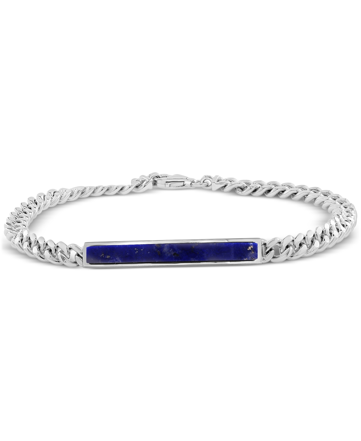 Effy Men's Lapis Lazuli Bar Curb Link Bracelet in Sterling Silver - Sterling Silver