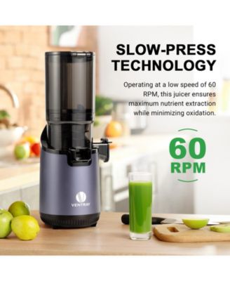 Slow Masticating Cold Press Juicer, Extra-Wide 5.1" Feed Chute, 250W High-Yield Juicer with 1 FREE Extra Auger