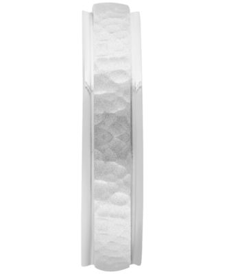 Men's Hammered Finish Step Edge Wedding Band in Sterling Silver