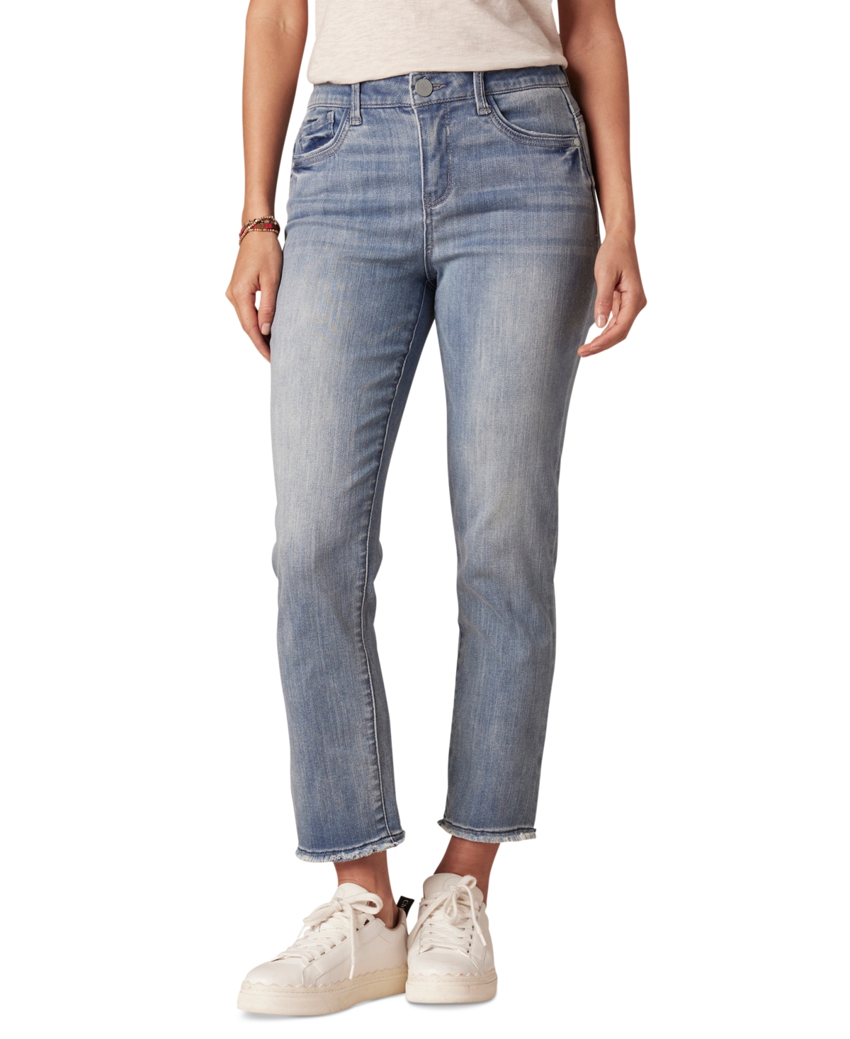Petite Ab Solutions High-Rise Straight-Leg Jeans - Mid Blue