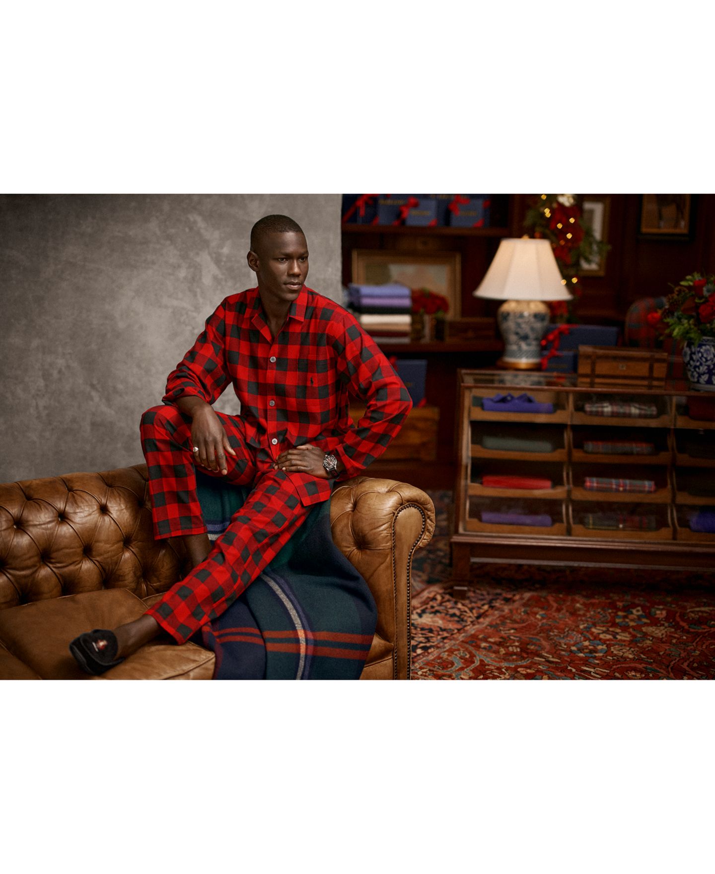 Пижамные брюки для мужчин, фланель — Polo Ralph Lauren, цвет: Красный клетчатый — фото 5
