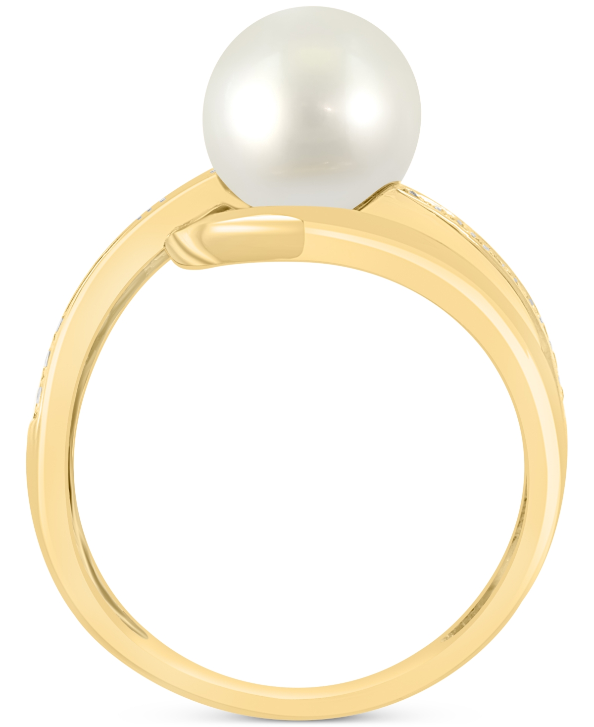 EFFY COLLECTION EFFY CULTURED FRESHWATER PEARL (8MM) & DIAMOND (1/10 CT. T.W.) OPENWORK SWIRL STATEMENT RING IN 14K  