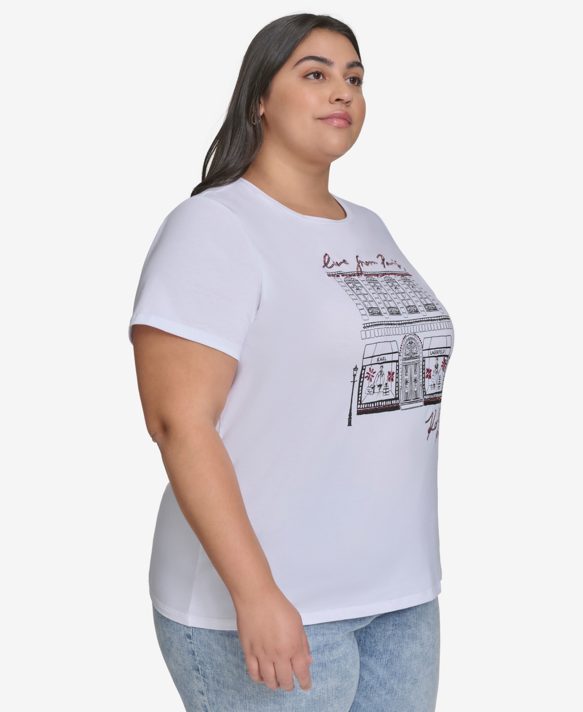 KARL LAGERFELD PLUS SIZE LOVE FROM PARIS CITY GRAPHIC T-SHIRT, EXCLUSIVELY AT MACY'S 