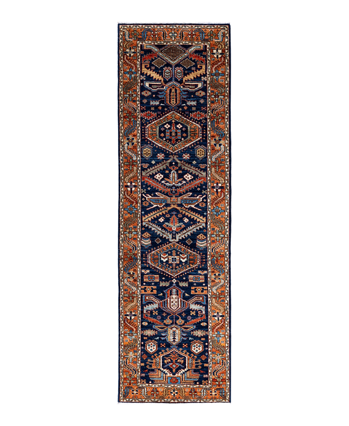 Adorn Hand Woven Rugs Serapi M1999 2'9"x9'10" Runner Area Rug In Blue