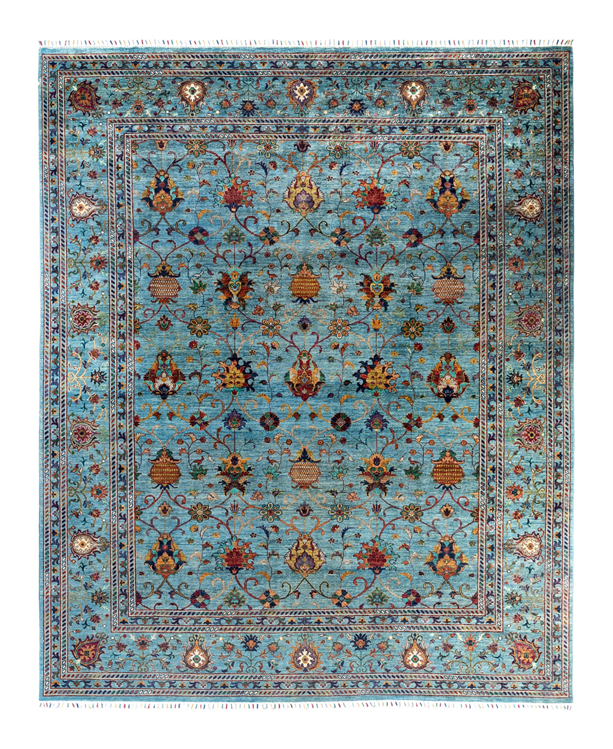 Adorn Hand Woven Rugs Tribal M1999 9'2"x11'4" Area Rug - Light Blue