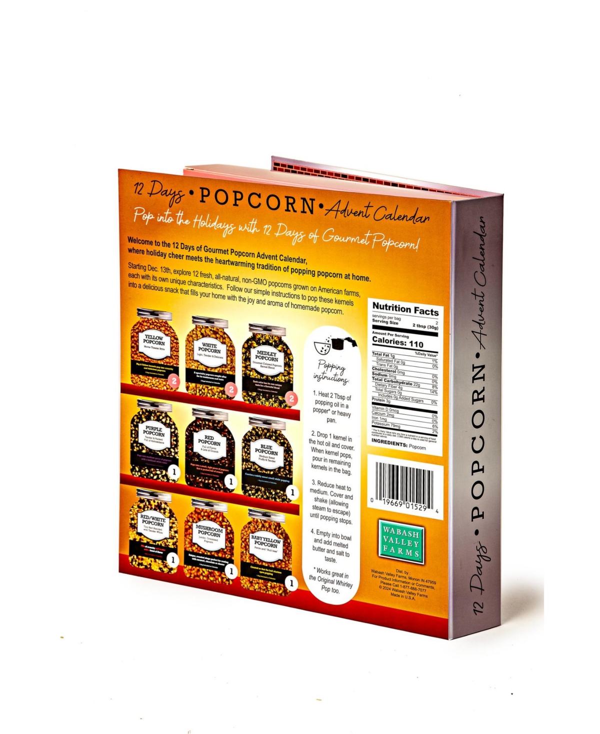 Wabash Valley Farms 12 Days Of Popcorn Advent Calendar Book, 12 Piece In No Color