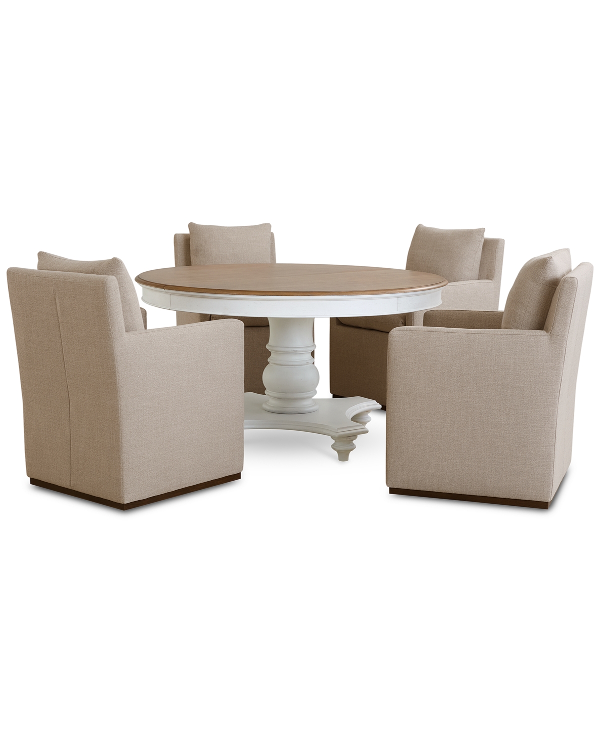 Macy's 5 Pc. Set (mandeville Round Dining Table & 4 Kenity Ii Arm Chairs), Created For  In White