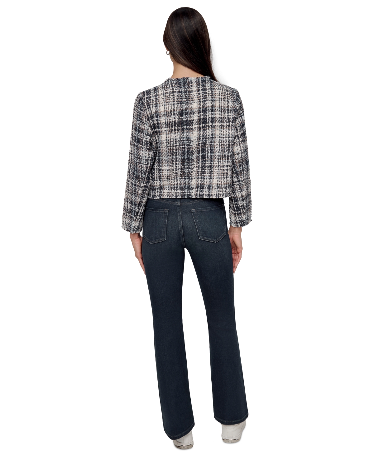 DKNY JEANS WOMEN'S FRAYED CROPPED LONG-SLEEVE JACKET 