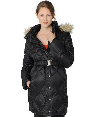 A Pea in the Pod Maternity Belted Quilted Puffer Coat