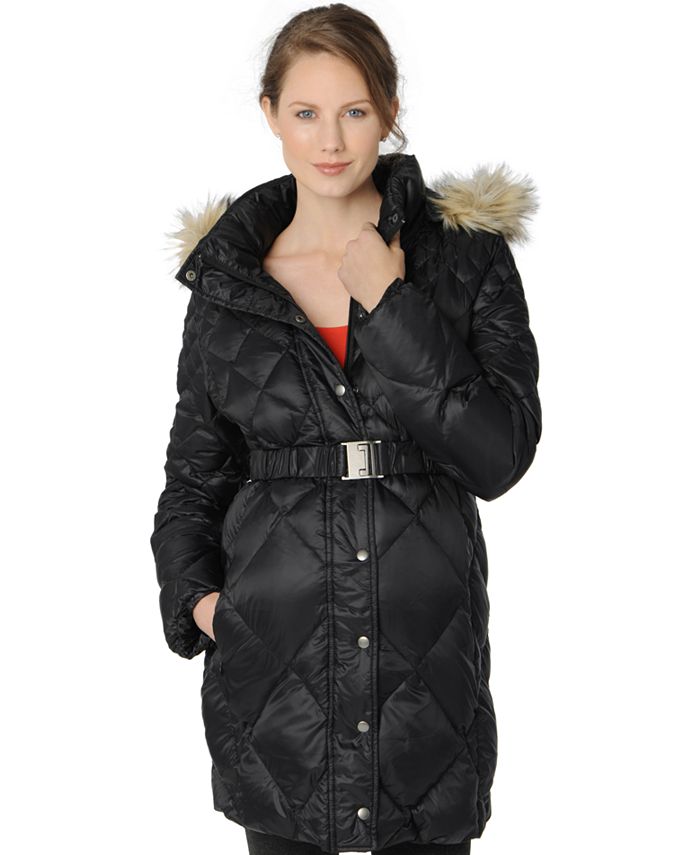 A Pea in the Pod Maternity Belted Quilted Puffer Coat - Macy's