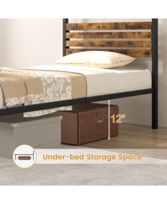Twin Size Canopy Bed Frame with Under Bed Storage