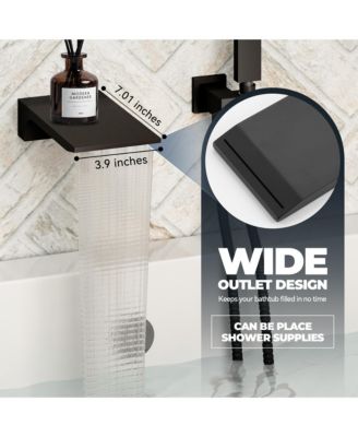 Doux Wall Mounted Waterfall Tub Spout with Diverter and Handheld Shower Head