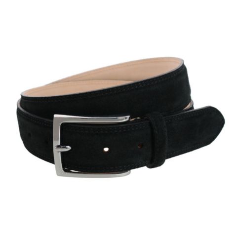 Мужской ремень TRAFALGAR Armando Italian Suede 35mm Feathered Edge Belt, цвет: Чёрный