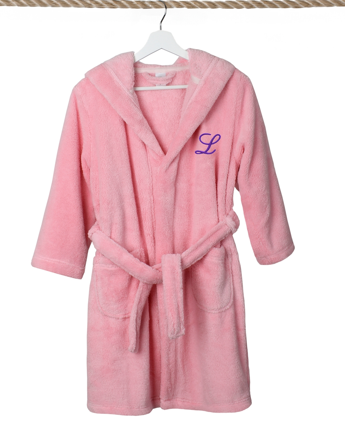 Linum Home Kids Crown Super Plush Double Brushed Hooded Bathrobe In L Pink,purple