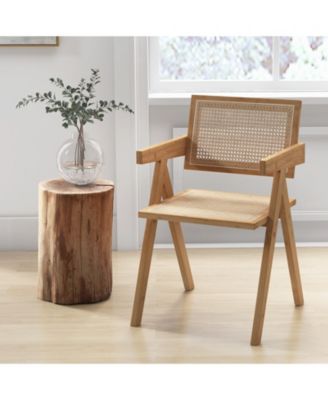 Set of 2 Rattan Accent Chairs with Natural Bamboo Frame