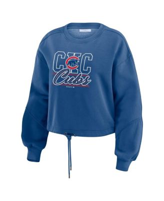 Women's Navy Chicago Cubs Washed Fleece Sweatshirt Shorts Lounge Set