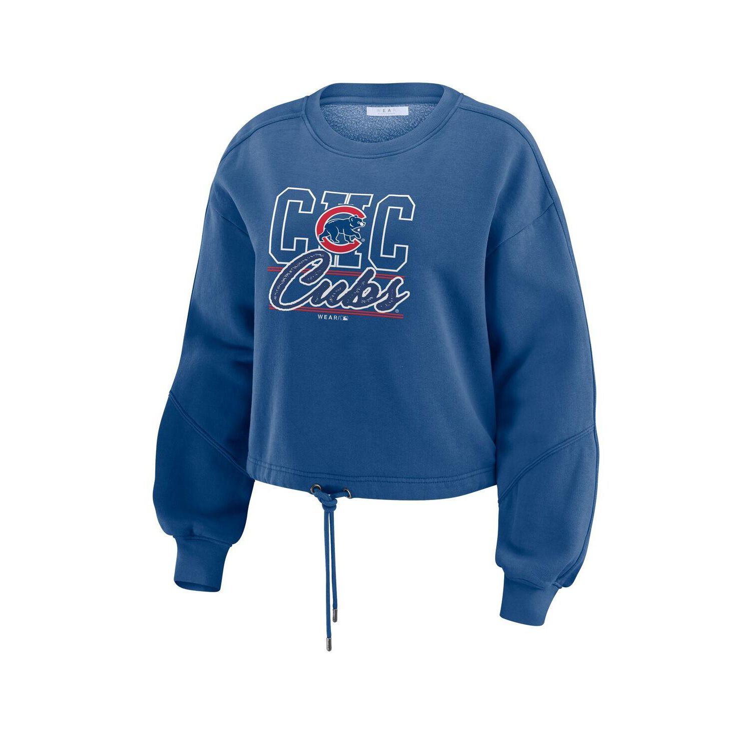 Women's Navy Chicago Cubs Washed Fleece Sweatshirt Shorts Lounge Set
