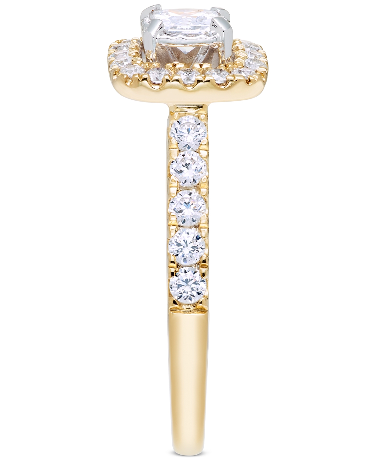 Macy's Diamond Princess Halo Engagement Ring (1 Ct. T.w.) In 14k Gold In Yellow Gold