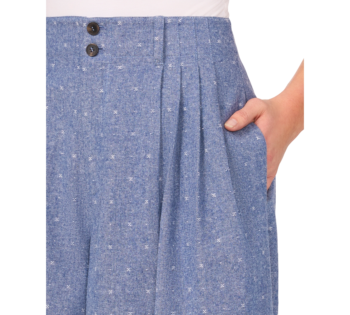 Cece Pleated Wide Leg Pants In Niagara Blue
