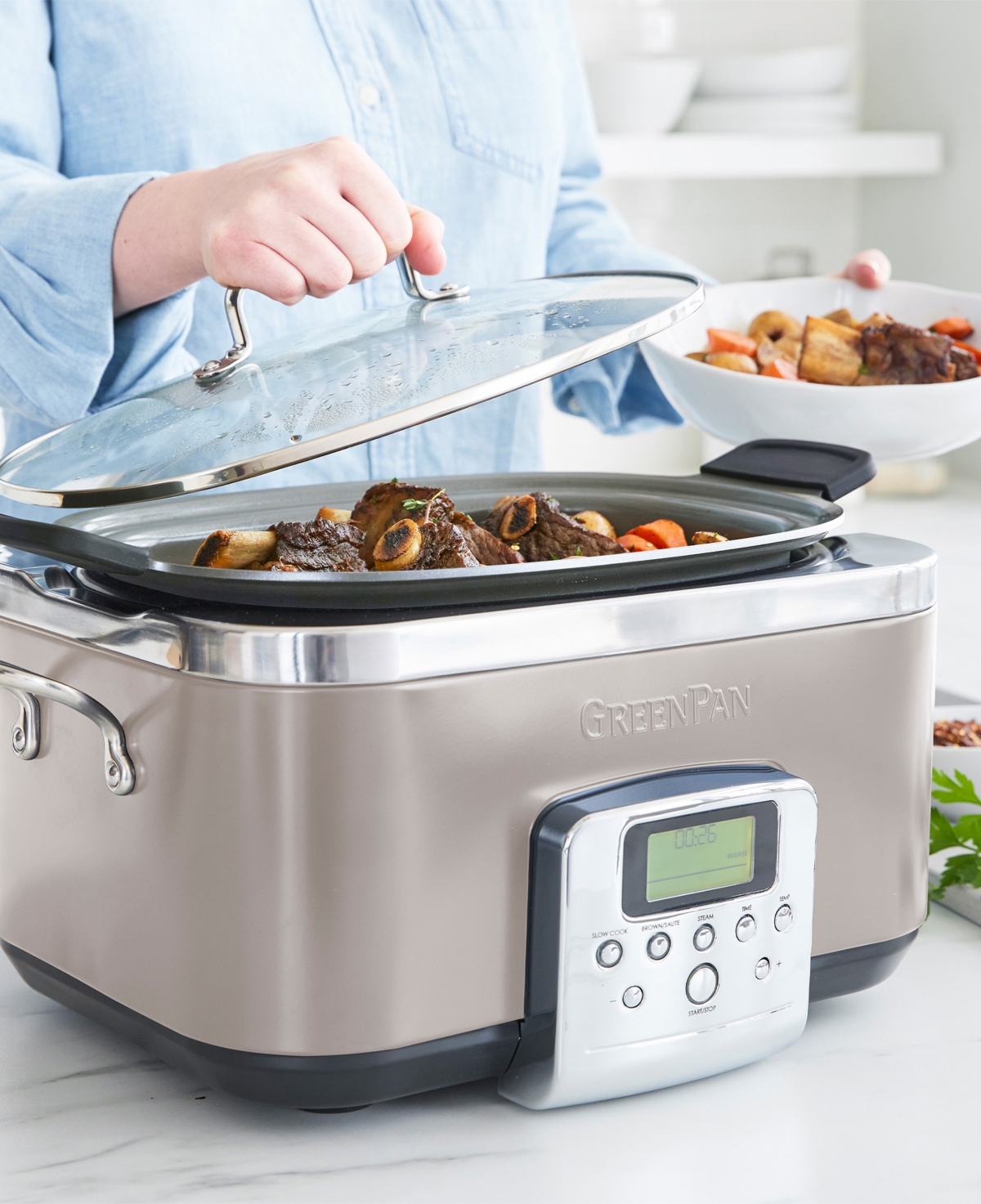 Greenpan Elite 6qt Slow Cooker In Cloud Gray