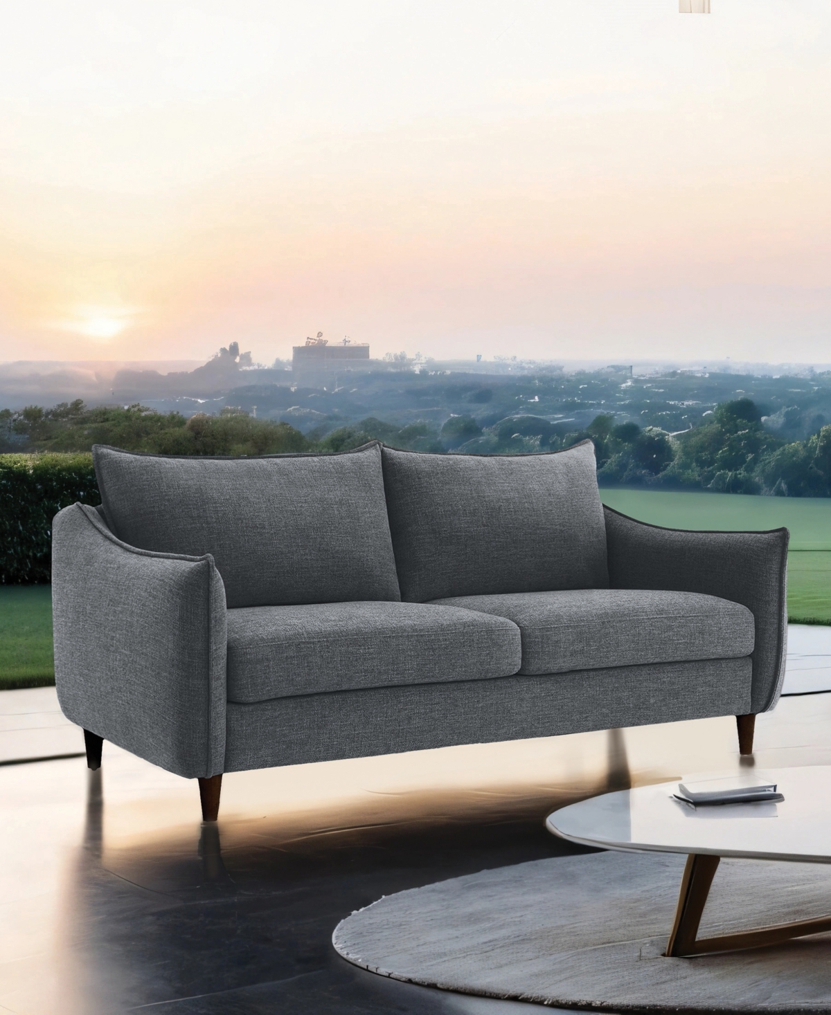 Furniture Of America 66" Lacy Chenille Slope Arm 2-seater Loveseat In Gray