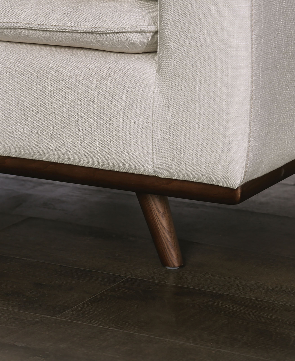 Furniture Of America 83" Kasi Cotton Round Arm Sofa In Dark Brown Linen White